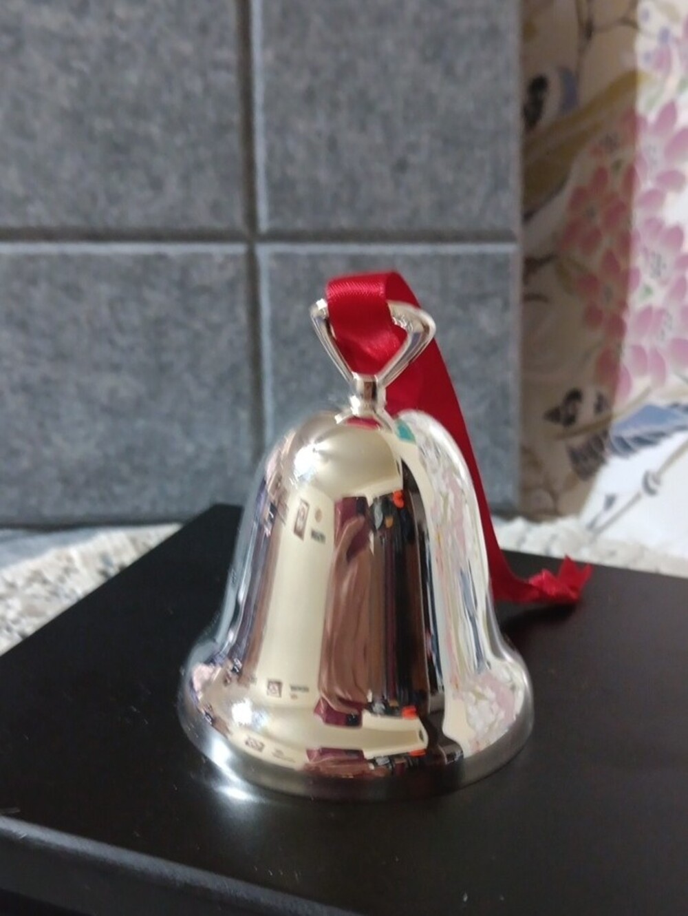 Silver Table Bell with Red Ribbon - Picture 3 of 3